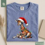 Comfort Colors® Giraffe Christmas Shirt, Cute Giraffe Christmas Lights T-Shirt, Xmas Gift Shirt for Women Men Giraffe Holiday Festive Lights - Image 4
