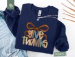 Give Thanks Sweatshirt, Fall Christian Sweater, Bible Verse Shirt, Religious Gift, Cute Christian Fall T-Shirt, Fall Coquette Christian Bow