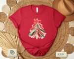 Christmas Tree Sweatshirt, Red Bow Christmas Sweater for Women, Christmas Tree Tee Shirt, Coquette Christmas Tree Bow Girls Xmas Kids Tshirt - Image 7