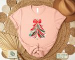 Christmas Tree Sweatshirt, Red Bow Christmas Sweater for Women, Christmas Tree Tee Shirt, Coquette Christmas Tree Bow Girls Xmas Kids Tshirt - Image 4