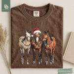 Comfort Colors® Western Horses Santa Christmas Shirt, Horse Christmas Lights Shirt, Xmas Western Horses Tee Christmas Rodeo Tee Cowgirl Xmas - Image 3