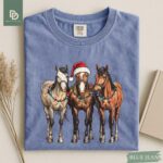 Comfort Colors® Western Horses Santa Christmas Shirt, Horse Christmas Lights Shirt, Xmas Western Horses Tee Christmas Rodeo Tee Cowgirl Xmas - Image 5