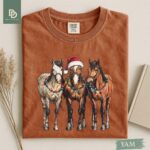 Comfort Colors® Western Horses Santa Christmas Shirt, Horse Christmas Lights Shirt, Xmas Western Horses Tee Christmas Rodeo Tee Cowgirl Xmas - Image 10