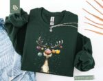 Christmas Reindeer Sweatshirt, Retro Reindeer Sweater, Funny Christmas Reindeer Shirt, Cute Reindeer Holiday Tee, Merry Christmas Lights Tee