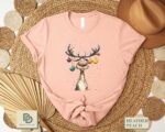 Christmas Reindeer Sweatshirt, Retro Reindeer Sweater, Funny Christmas Reindeer Shirt, Cute Reindeer Holiday Tee, Merry Christmas Lights Tee - Image 6