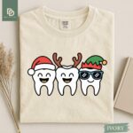 Comfort Colors® Christmas Dentist Shirt, Orthodontist Christmas Tee, Dental Assistant Xmas Gift Holiday Funny Xmas Dentist Dental Hygienist - Image 2