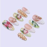 Christmas Gingerbread & Ornament Press On Nails | Medium Almond | Handmade Holiday Nail Art - Image 4