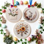Easter Flora Embroidery Designs For Beginners Adults 8inch DIY Craft Kits Hanging Decorations - Image 7