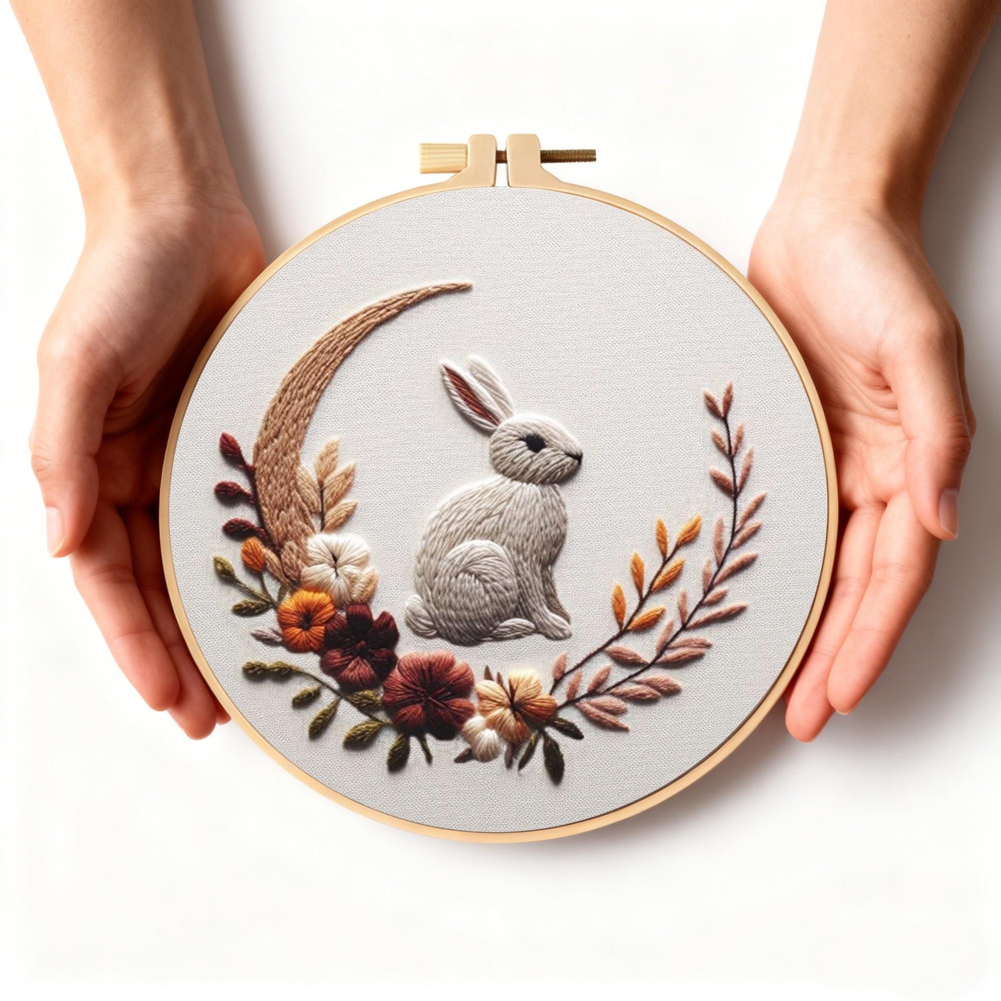 il_fullxfull.7479554534_hbd6.jpg Easter Bunny Embroidery Kits For Beginners Adults 8inch DIY Craft Kits Hanging Decorations - Image 1