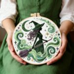 Witch Embroidery Kit For Beginners Adults 8inch DIY Craft Kits Hanging Decorations