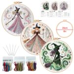 Witch Embroidery Kit For Beginners Adults 8inch DIY Craft Kits Hanging Decorations - Image 5