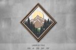 Nature SVG Bundle. Laser cut file for Glowforge. Camping, forest, mountains, sun, layered frame, round sign - Image 3