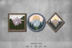 Nature SVG Bundle. Laser cut file for Glowforge. Camping, forest, mountains, sun, layered frame, round sign - Image 2