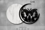 Moth SVG Bundle. Laser cut file for Glowforge. Nature, butterfly, insect, forest, round sign wall decor - Image 6