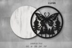 Moth SVG Bundle. Laser cut file for Glowforge. Nature, butterfly, insect, forest, round sign wall decor - Image 5