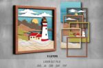 Lighthouse SVG Bundle. Laser cut file for Glowforge, Ocean, sea, seagull, sailboat, coast, nautical layered frame, wall decor - Image 4