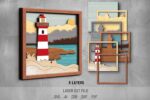 Lighthouse SVG Bundle. Laser cut file for Glowforge, Ocean, sea, seagull, sailboat, coast, nautical layered frame, wall decor - Image 3