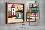 Lighthouse SVG Bundle. Laser cut file for Glowforge, Ocean, sea, seagull, sailboat, coast, nautical layered frame, wall decor - Image 2