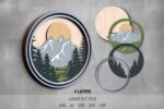 Nature SVG Bundle. Laser cut file for Glowforge. Camping, forest, mountains, sun, layered frame, round sign - Image 7