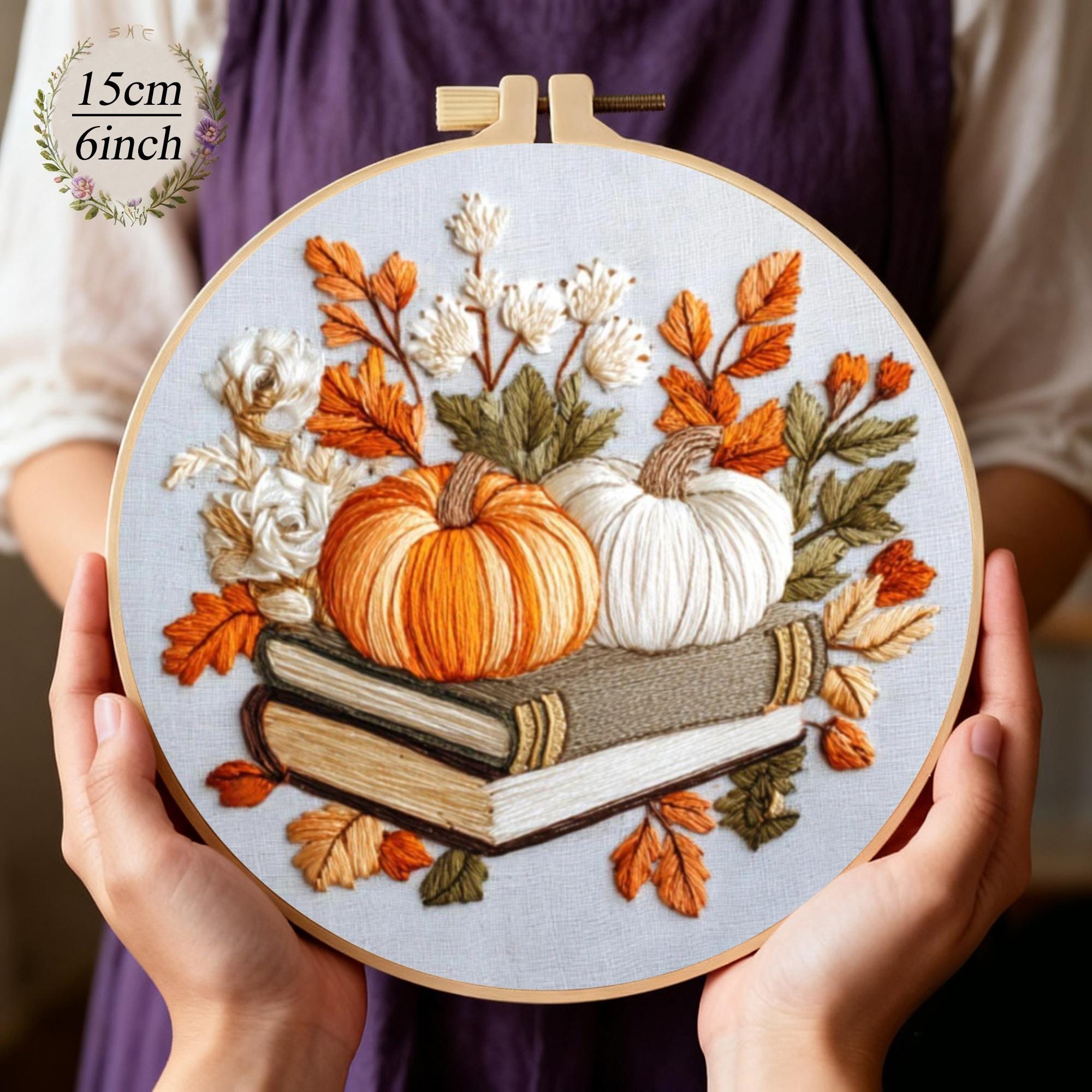il_fullxfull.7587227443_lpp6.jpg Pumpkins Embroidery Kit - 2026 Forest Series For Beginners 6inch DIY Craft Kits Hanging Decorations - Image 1