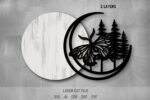 Moth SVG Bundle. Laser cut file for Glowforge. Nature, butterfly, insect, forest, round sign wall decor - Image 7