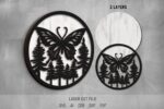 Moth SVG Bundle. Laser cut file for Glowforge. Nature, butterfly, insect, forest, round sign wall decor - Image 2