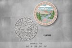 Nature Scenes SVG Bundle. Laser cut file for Glowforge, Flowers, forest, mountains, river, round sign wall decor - Image 5