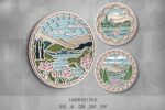 Nature Scenes SVG Bundle. Laser cut file for Glowforge, Flowers, forest, mountains, river, round sign wall decor