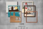 Lighthouse SVG Bundle. Laser cut file for Glowforge, Ocean, sea, seagull, sailboat, coast, nautical layered frame, wall decor - Image 8