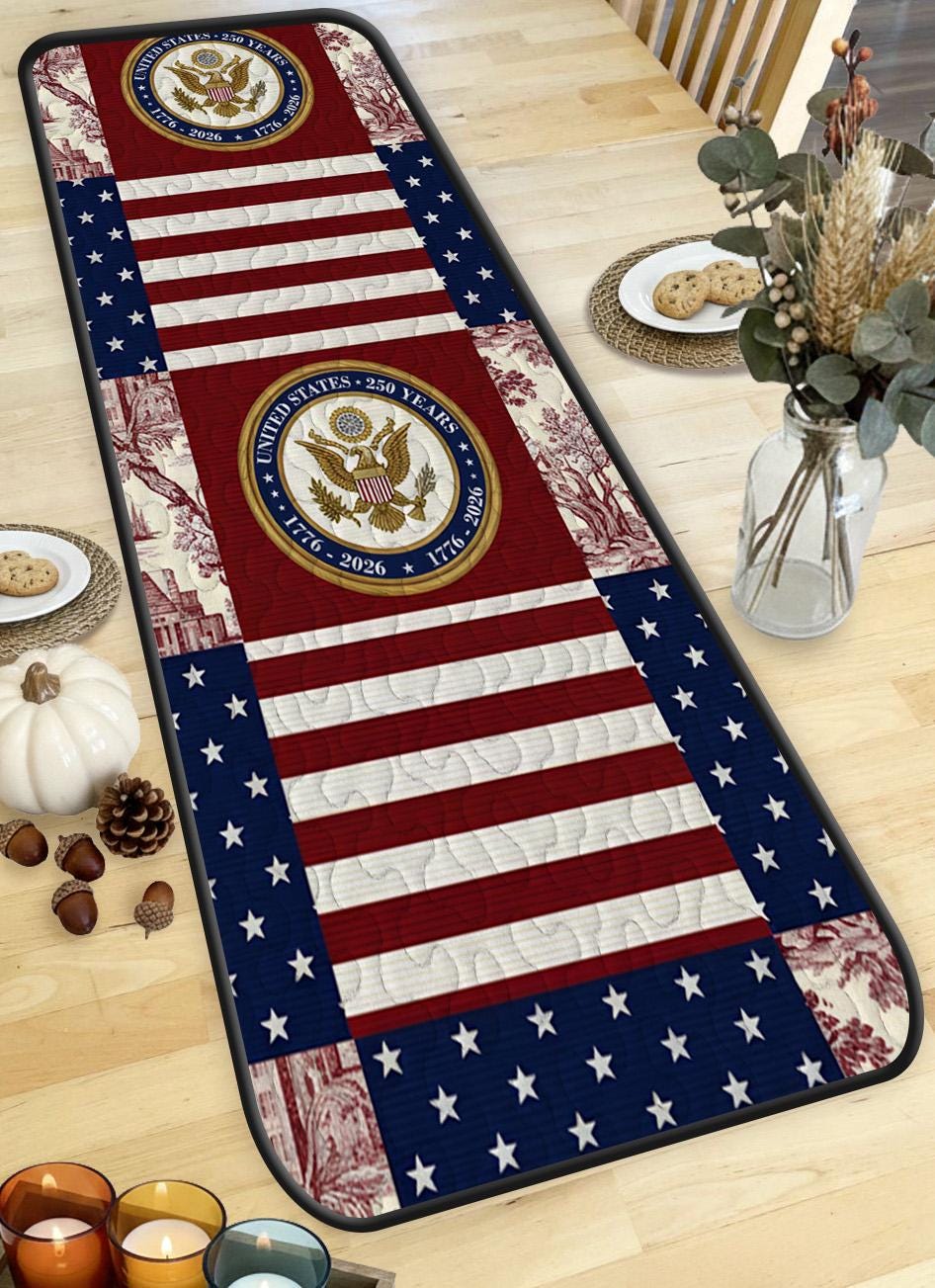 il_fullxfull.7631850218_jhn0-12 United States 250 Years Quilted Table Runner, 1776-2026 Patriotic Table Decor, Americana Independence Day Centerpiece, USA Flag Home Decor - LC439 - Image 1