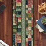 Colorful Patchwork Quilt Table Runner, Floral Vine Green Table Decor, Shabby Chic Quilted Runner, Boho Farmhouse Dining Room Table Runner - LC405 - Image 2