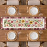 Spring Tulip and Sunflower Quilted Table Runner, Colorful Floral Table Decor, Red and Yellow Patchwork Quilt, Garden Style Dining Runner - LC122 - Image 3
