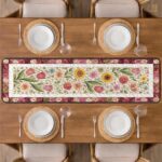 Spring Tulip and Sunflower Quilted Table Runner, Colorful Floral Table Decor, Red and Yellow Patchwork Quilt, Garden Style Dining Runner - LC230 - Image 3