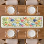 Vibrant Spring Floral and Egg Quilted Table Runner, Colorful Garden Table Decor, Easter Egg Patchwork Quilt, Bright Festive Dining Runner - LC059 - Image 3