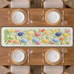 Vibrant Spring Floral and Egg Quilted Table Runner, Colorful Garden Table Decor, Easter Egg Patchwork Quilt, Bright Festive Dining Runner - LC454 - Image 3