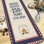 United States 250 Years Quilted Table Runner, 1776-2026 Patriotic Eagle Table Decor, American Flag Stars and Stripes Quilt, Holiday Decor - LC052