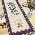 United States 250 Years Quilted Table Runner, 1776-2026 Patriotic Eagle Table Decor, American Flag Stars and Stripes Quilt, Holiday Decor - LC017