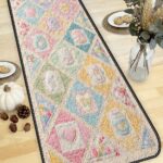 Spring Egg and Bunny Quilted Table Runner, Pastel Floral Diamond Decor, Easter Holiday Table Centerpiece, Quilted Patchwork Home Decoration - LC488