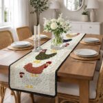 Country Chicken Quilted Table Runner, Farmhouse Hen and Rooster Table Decor, Neutral Bird Patchwork Quilt, Rustic Kitchen Home Decor Gift - LC004