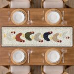 Country Chicken Quilted Table Runner, Farmhouse Hen and Rooster Table Decor, Neutral Bird Patchwork Quilt, Rustic Kitchen Home Decor Gift - LC004 - Image 2