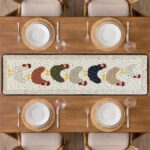 Country Chicken Quilted Table Runner, Farmhouse Hen and Rooster Table Decor, Neutral Bird Patchwork Quilt, Rustic Kitchen Home Decor Gift - LC260 - Image 2