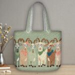 Funny Goats Quilted Tote Bag, Sage Green Patchwork Quilt Bag with Cute Goats, Farm Life Animal Handbag, Unique Birthday Gift for Goat Lovers - LC321 - Image 2