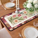 Spring Tulip and Sunflower Quilted Table Runner, Colorful Floral Table Decor, Red and Yellow Patchwork Quilt, Garden Style Dining Runner - LC302 - Image 2