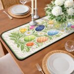 Vibrant Spring Floral and Egg Quilted Table Runner, Colorful Garden Table Decor, Easter Egg Patchwork Quilt, Bright Festive Dining Runner - LC346 - Image 2