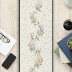 Spring Bunny Vine Eggs Quilted Table Runner, Neutral Easter Rabbit Table Decor, Pastel Seasonal Kitchen Runner,Farmhouse Holiday Centerpiece - LC168 - Image 2