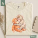 Monkey Punch Comfort Colors® Shirt, Monkey Punch Graphic Tee, Baby Monkey Plush Top, Mothers Day Tee, Animal Lover Mother Gift Cute Cozy Mom - Image 2