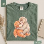 Monkey Punch Comfort Colors® Shirt, Monkey Punch Graphic Tee, Baby Monkey Plush Top, Mothers Day Tee, Animal Lover Mother Gift Cute Cozy Mom - Image 3
