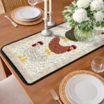Country Chicken Quilted Table Runner, Farmhouse Hen and Rooster Table Decor, Neutral Bird Patchwork Quilt, Rustic Kitchen Home Decor Gift - LC224 - Image 3