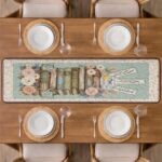 Sage Green Floral Bookshelf Quilted Table Runner, Vintage Watering Can Table Decor, Easter Table Runner, Botanical Library Home Decor - LC093 - Image 2