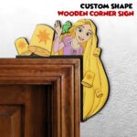 Customized Princess Rapunzel And Pascal Door Corner Sign, Tangled Floating Lanterns Wood Door Topper, DN Princess Door Sign Design T3AMMQ